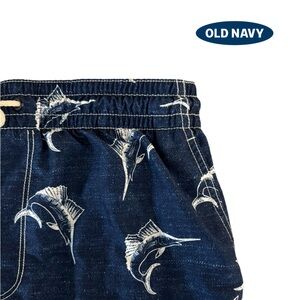 Old Navy NWOT Men’s Bathing Suit Swim Trunks Swordfish Size Large Navy White